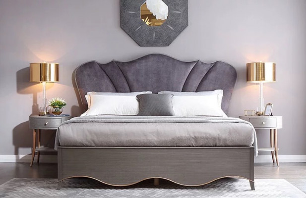 Cadre de lit Design Lit rembourré Lit Lits Hôtel Lit d'hôtel 180x200cm Mariage Bois