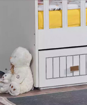 Lit de bébé Lit pour enfants Ensemble de lit tiroir Blanc de style pour la chambre d'enfant