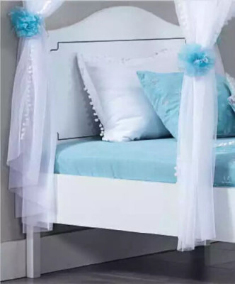 Chambre d'enfants Chambre Lit Lit à baldaquin 100x200cm Blanc Bois Lits