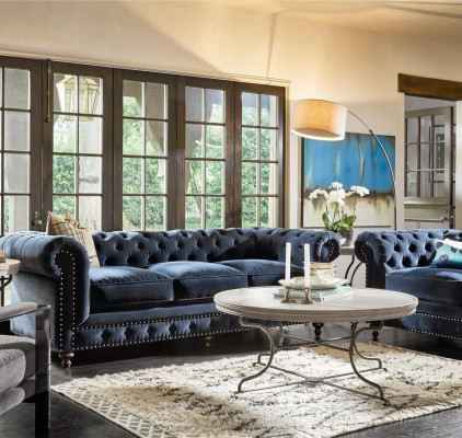 Chesterfield Sofa Canapés Ensemble de tapisserie de canapé Tissu d'ameublement en cuir