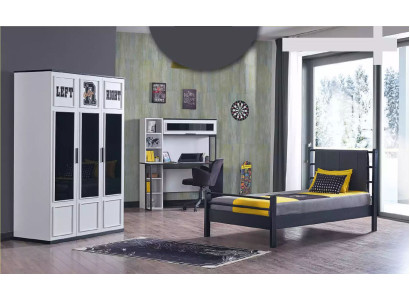 Lit Chambre d'enfants Lits Meubles Lits Noir Jaune Chambre à coucher 3 pièces