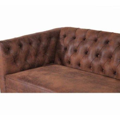 Canapé Chesterfield style américain en cuir brun, trois places.