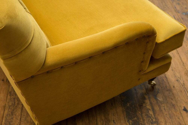 Tissu d'ameublement Chesterfield jaune Trois places Design de canapé de salon