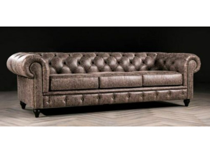 Mens Club Chesterfield Sofa Couch Leather Upholstery Three Seater Brown NEW  Club masculin Chesterfield canapé en cuir Trois places Brun NEUF