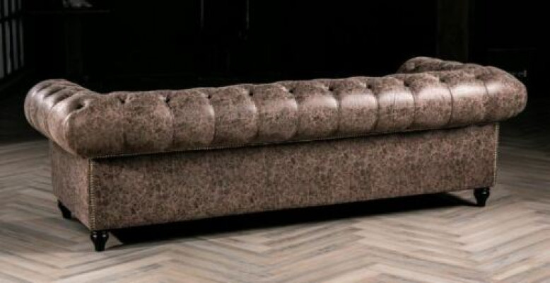 Mens Club Chesterfield Sofa Couch Leather Upholstery Three Seater Brown NEW  Club masculin Chesterfield canapé en cuir Trois places Brun NEUF