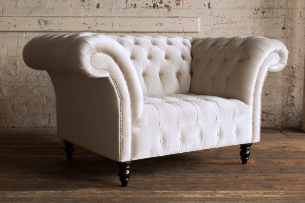 Fauteuil Chesterfield canapé télé 1 place sofa tissu textile canapés coussins #4