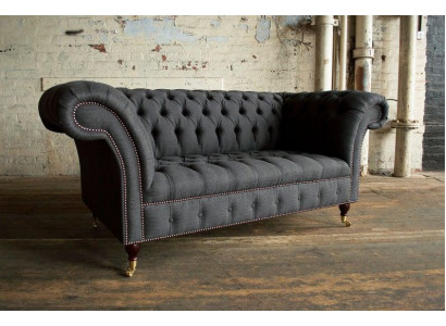 Canapé Chesterfield en textile 2 places Sofa de luxe Canapés rembourrés Canapés de design en tissu