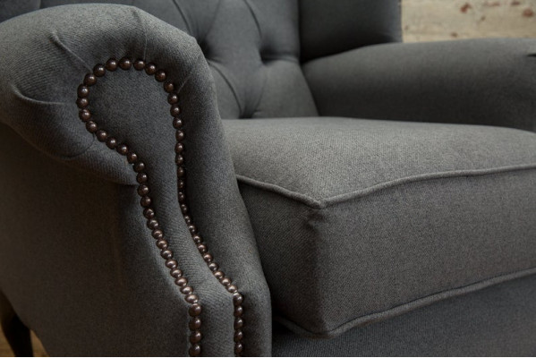 Chesterfield Design Luxus Canapés en Tissu Textil Fauteuil à Oreilles 1 Place Sofa Rembourré