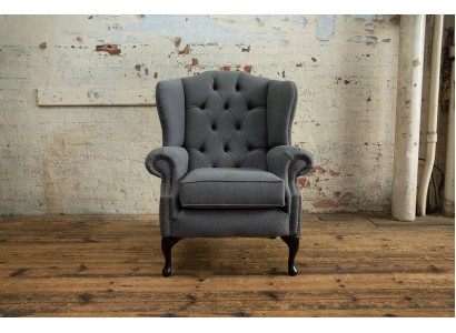 Chesterfield Design Luxus Canapés en Tissu Textil Fauteuil à Oreilles 1 Place Sofa Rembourré