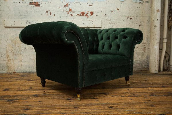 Fauteuil Chesterfield Design Sofa Canapé Tissu Luxueux 1 Place #103