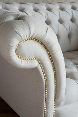 Chesterfield Design Fauteuil Canapé Coussins Luxe Tissu Canapés 1 Place #112