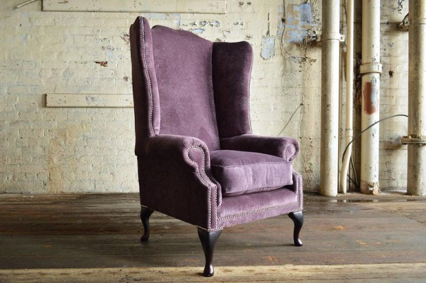 Fauteuil Chesterfield à oreilles 1 place canapé sofa rembourré en cuir tissu.