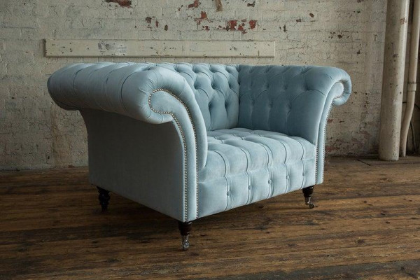Fauteuil Sofa Design Chesterfield Canapé rembourré de luxe textile 1 place #145