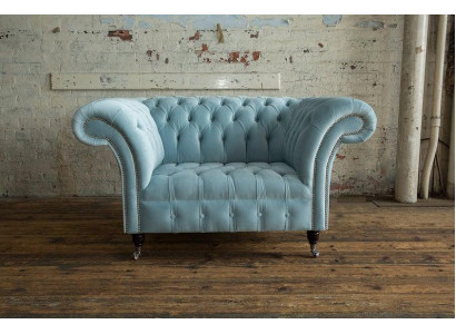 Fauteuil Sofa Design Chesterfield Canapé rembourré de luxe textile 1 place #145