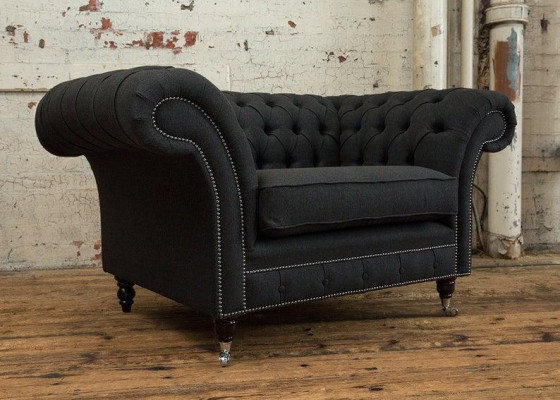 Chesterfield fauteuil télé canapé 1 place sofa en tissu canapés rembourrage 201