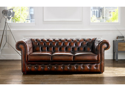 Canapé Chesterfield Sofa 3 places en cuir original brun Canapés Sofas