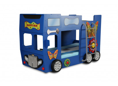 Lit d'enfant bleu en bois meuble lit superposé camion de pompier lit voiture élégant