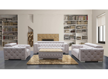 Canapé ensemble garniture rembourrage cuir design Chesterfield ensemble de canapé 3+2 sièges neuf