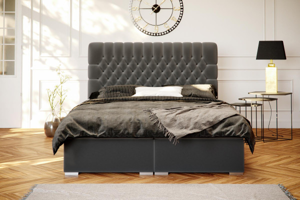 Boxspring lit hôtel double Chesterfield lits de luxe tissu coffre fonction
