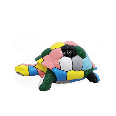 Figure de designer abstraite pour salon, statue moderne, tortue peinte en couleurs vives 109cm.