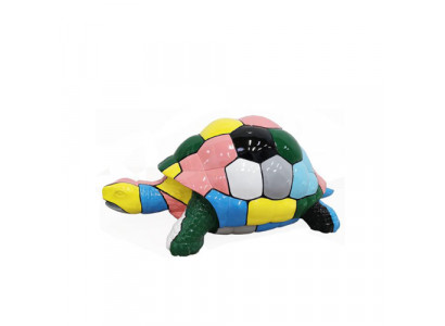 Figure de designer abstraite pour salon, statue moderne, tortue peinte en couleurs vives 109cm.