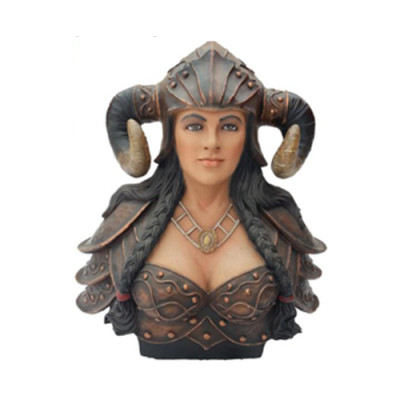 Buste d'un guerrier avec un casque à cornes statues de vikings figures statue