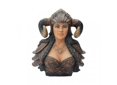 Buste d'un guerrier avec un casque à cornes statues de vikings figures statue