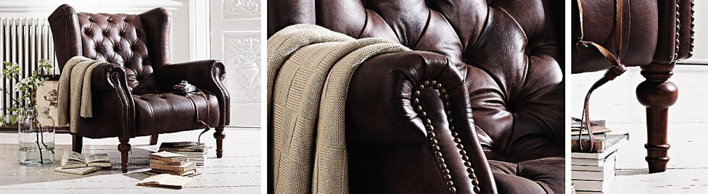 Canapé Chesterfield Sofa Double Fauteuil Oreilles Cuir Canapés 2 places rembourrés