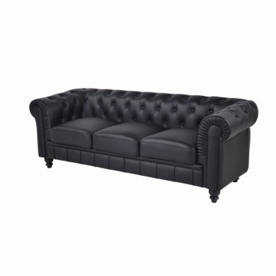jvmoebel ® Canapé en tissu - Canapé noir en tissu Trois places Ensemble de canapé trois places