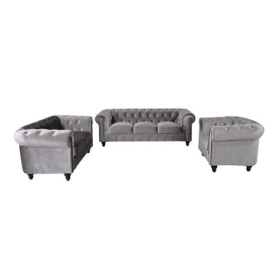 Canapé Chesterfield Sofa Tissu Rembourré Cuir Canapés Ensemble Rembourré 3 Places