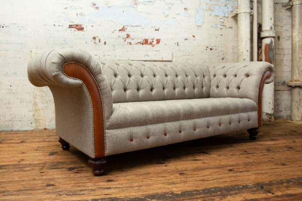 Chesterfield 3 places Classique Luxe Baroque Rococo Canapé Sofa Tissu Canapé