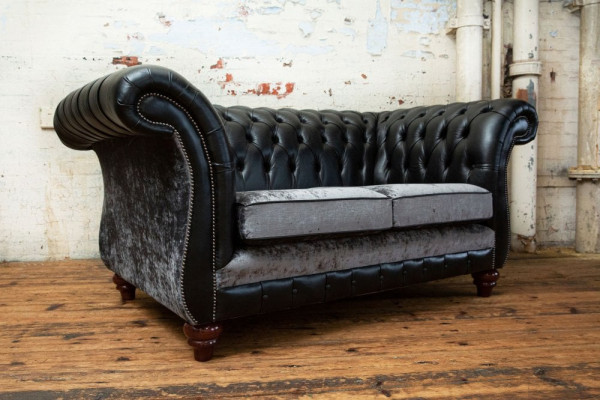 Chesterfield 2 places Classique Luxe Baroque Rococo Canapé Sofa en cuir Nouveau