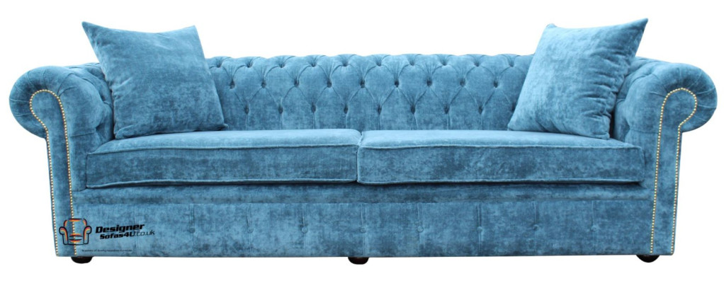 Sofa classique pour salon - Canapé Chesterfield en tissu bleu 3 places jvmoebel ®