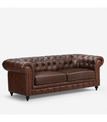 Canapé Chesterfield 3 places classique de luxe baroque rococo en tissu cuir neuf.
