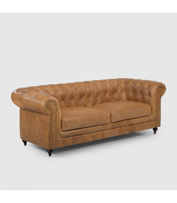 Chesterfield 3 places canapés classique de luxe baroque rococo en textile et cuir.