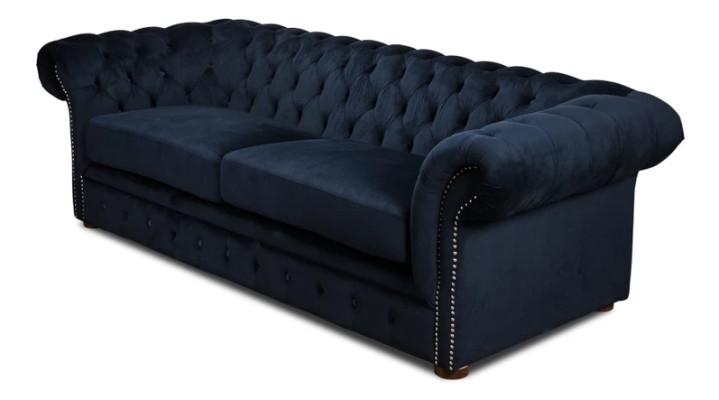 Canapé classique pour salon - Canapé en tissu Chesterfield bleu 3 places jvmoebel ®