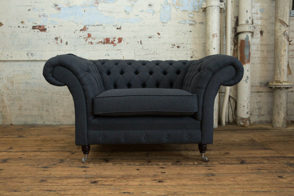 Canapé Polster Design Sofa Noir Noir 1,5 places Canapés Meubles Chesterfield