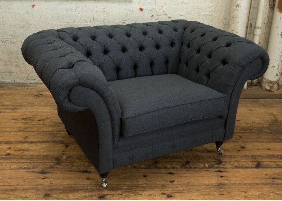 Canapé Polster Design Sofa Noir Noir 1,5 places Canapés Meubles Chesterfield
