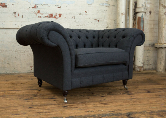 Canapé Polster Design Sofa Noir Noir 1,5 places Canapés Meubles Chesterfield