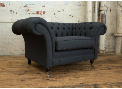 Canapé Polster Design Sofa Noir Noir 1,5 places Canapés Meubles Chesterfield