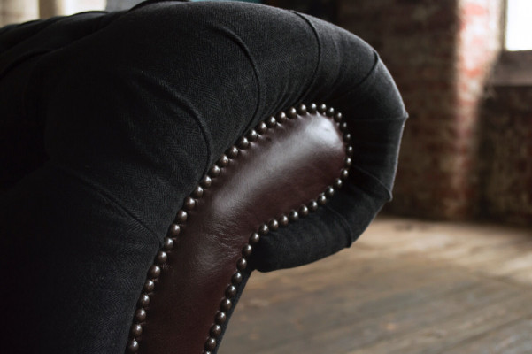Canapé original Chesterfield JVMoebel Sofa en textile Canapés et sofas Tissu noir Neuf