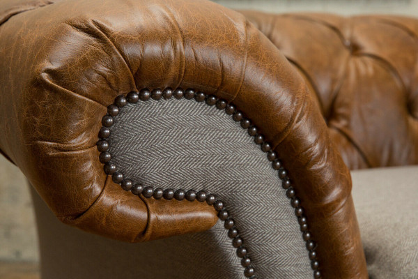 Chesterfield Design Sofa en tissu, fauteuil 1,5 places, canapé rembourré, lounge, neuf, club.