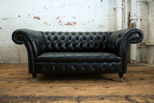 Chesterfield Original Sofa JVMoebel Canapé Tissu Canapés Sofa Tissu Noir Neuf