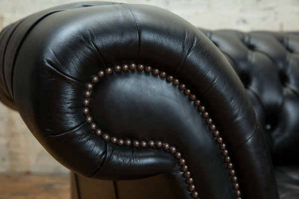 Chesterfield Original Sofa JVMoebel Canapé Tissu Canapés Sofa Tissu Noir Neuf