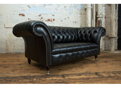 Chesterfield Original Sofa JVMoebel Canapé Tissu Canapés Sofa Tissu Noir Neuf