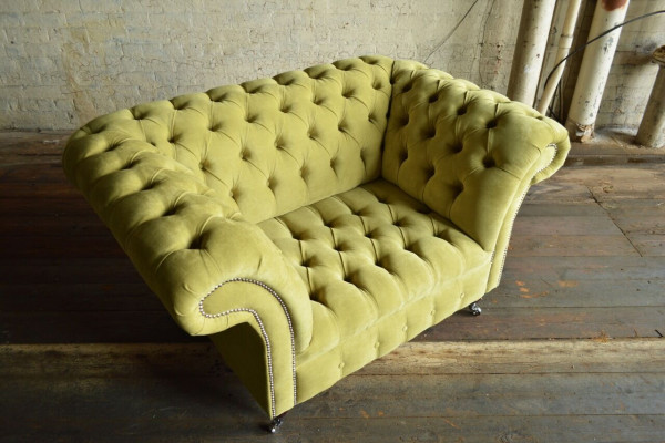 Chesterfield canapé en tissu design fauteuil 1.5 places canapé sofas lounge velours vert