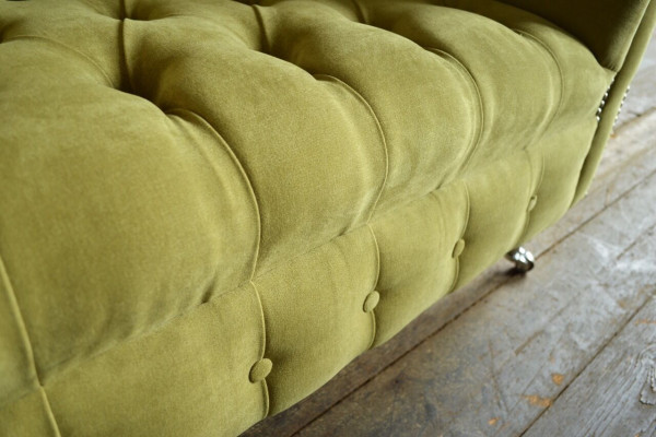 Chesterfield canapé en tissu design fauteuil 1.5 places canapé sofas lounge velours vert