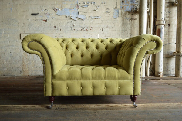 Chesterfield canapé en tissu design fauteuil 1.5 places canapé sofas lounge velours vert