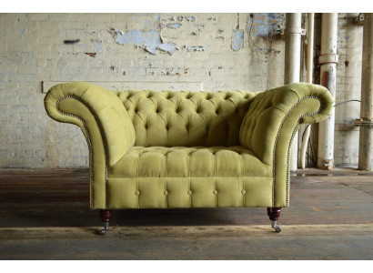Chesterfield canapé en tissu design fauteuil 1.5 places canapé sofas lounge velours vert