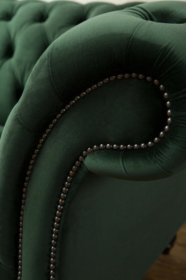 Chesterfield Design Fauteuil Canapé Tissu 1,5 Places Canapés Lounge Vert Velours